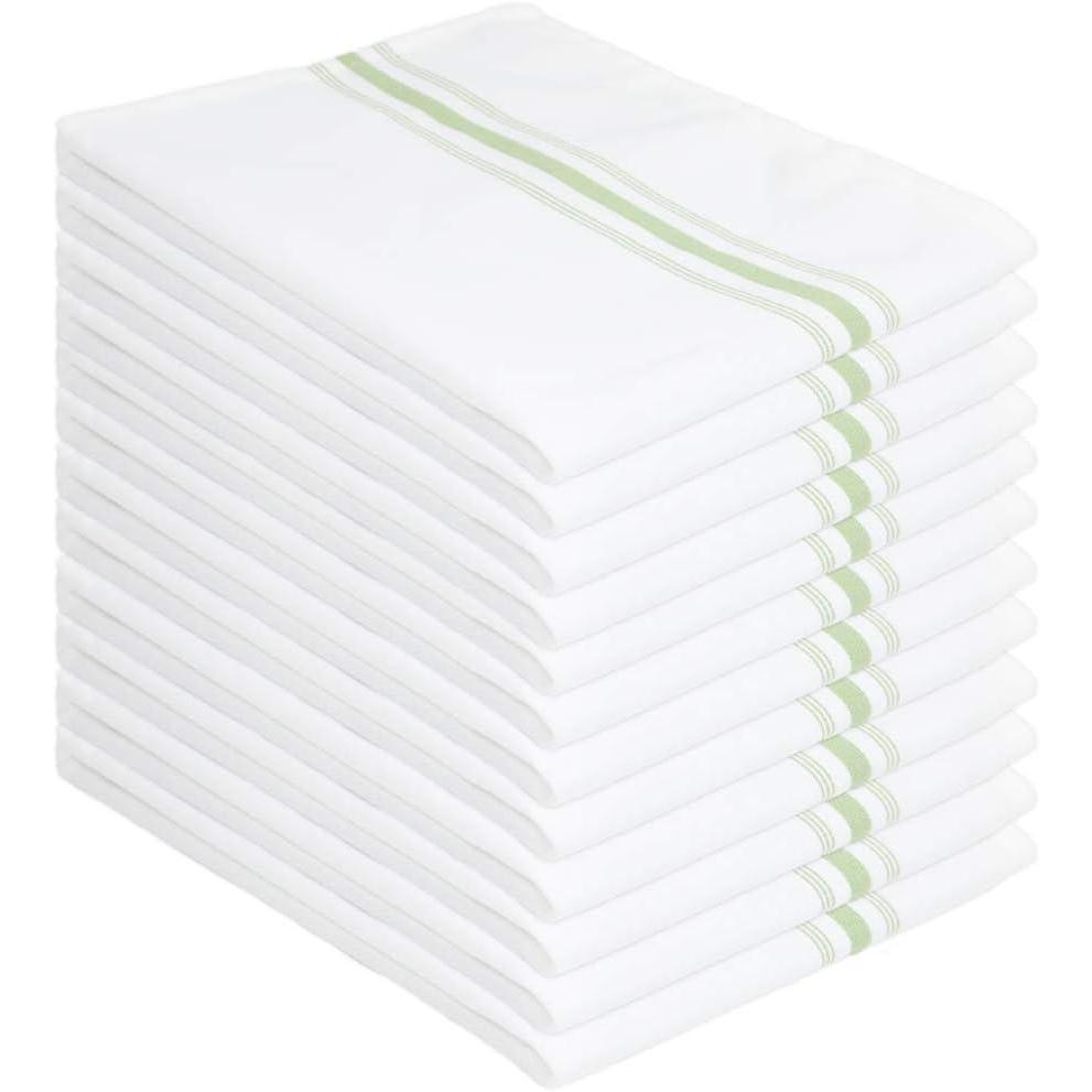 image:imageArkwright Bistro Dinner Cloth Napkins Case of 120 Absorbent Soft and Washable Professional Restaurant Quality Bulk Table Linen with French Stripes 18 x 22 in GreyGreen