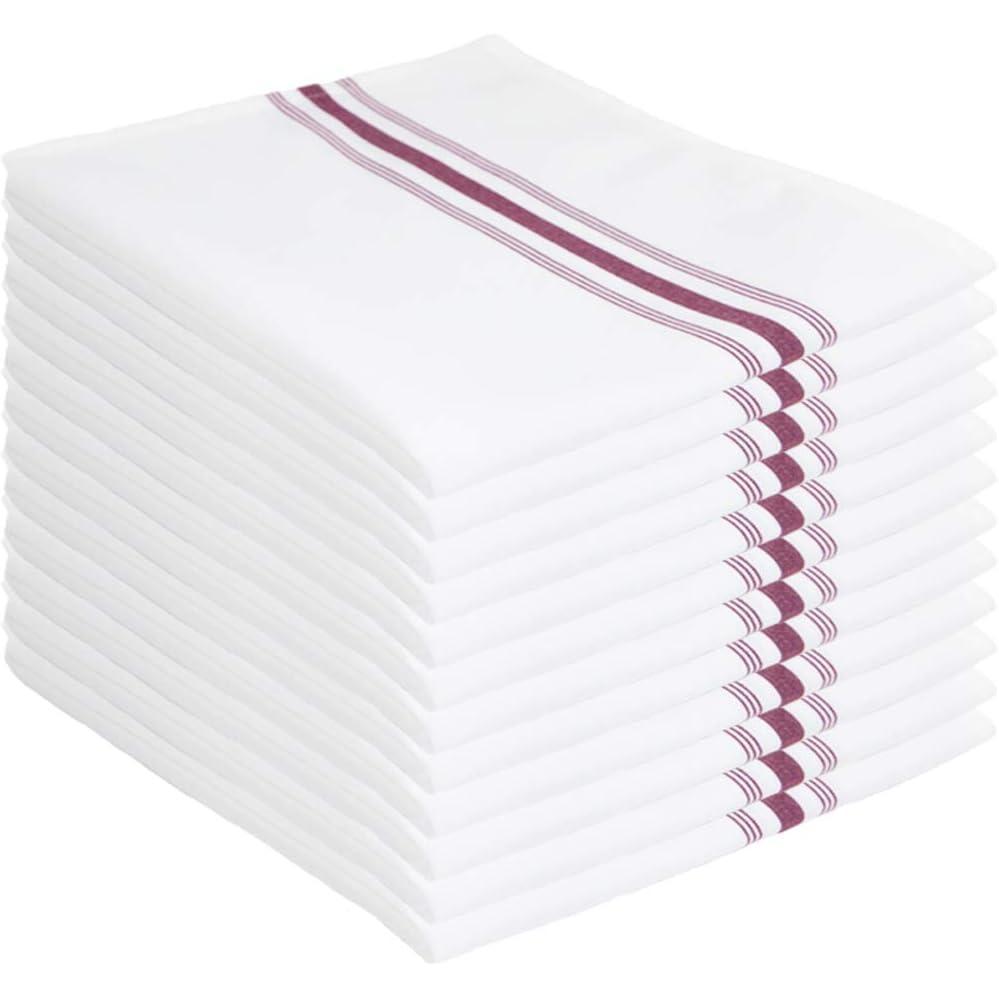image:imageArkwright Bistro Dinner Cloth Napkins Case of 120 Absorbent Soft and Washable Professional Restaurant Quality Bulk Table Linen with French Stripes 18 x 22 in GreyBurgundy