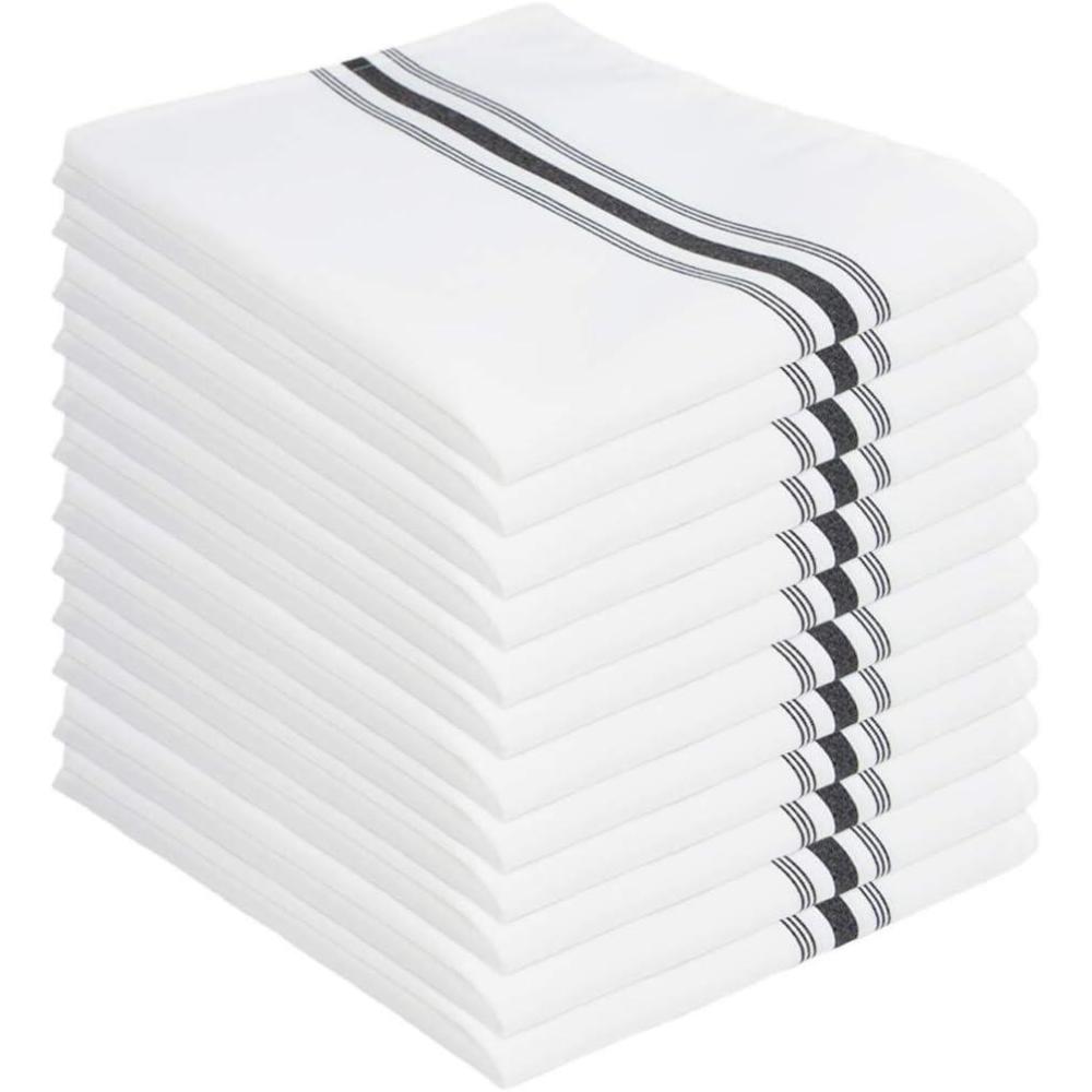 image:imageArkwright Bistro Dinner Cloth Napkins  Case of 120 Absorbent Soft and Washable Professional Restaurant Quality Bulk Table Linen with French Stripes 18 x 22 in GreyBlack