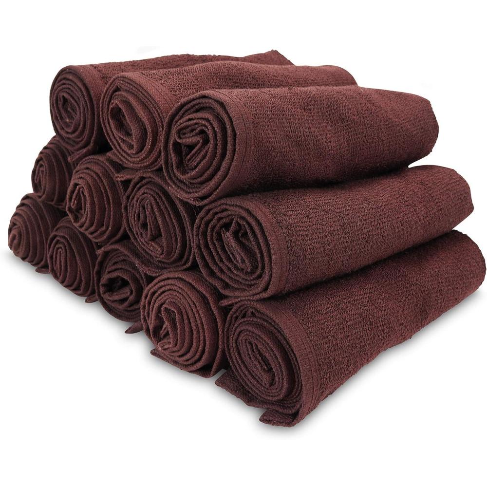 image:imageArkwright Bleach Resistant Salon Towels Bulk 100 Cotton Hair Towels Soft Absorbent Quick Dry Spa amp Barber Towels for Hair Stylist Nail Salon amp Esthetician 16 x 28 Charcoal Case of 144Brown