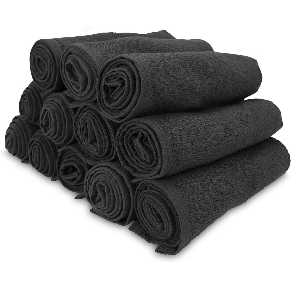 image:imageArkwright Bleach Resistant Salon Towels Bulk 100 Cotton Hair Towels Soft Absorbent Quick Dry Spa amp Barber Towels for Hair Stylist Nail Salon amp Esthetician 16 x 28 Charcoal Case of 144Black