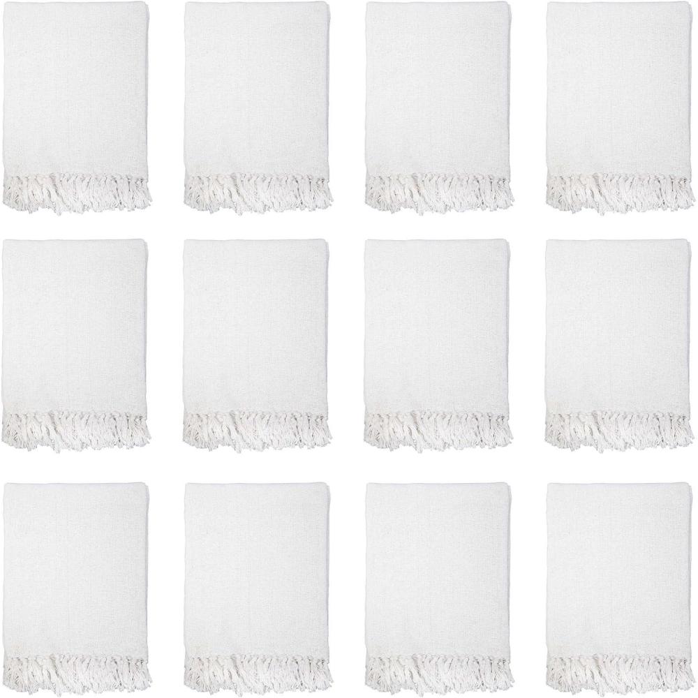 image:imageArkwright Common Ground Bulk Blankets  Pack of 12  Reversible 100 Cotton All Season Lightweight Couch Bed Throws for Wedding Guests Travel and Outdoor Events 50 x 70 in WhiteSolid White