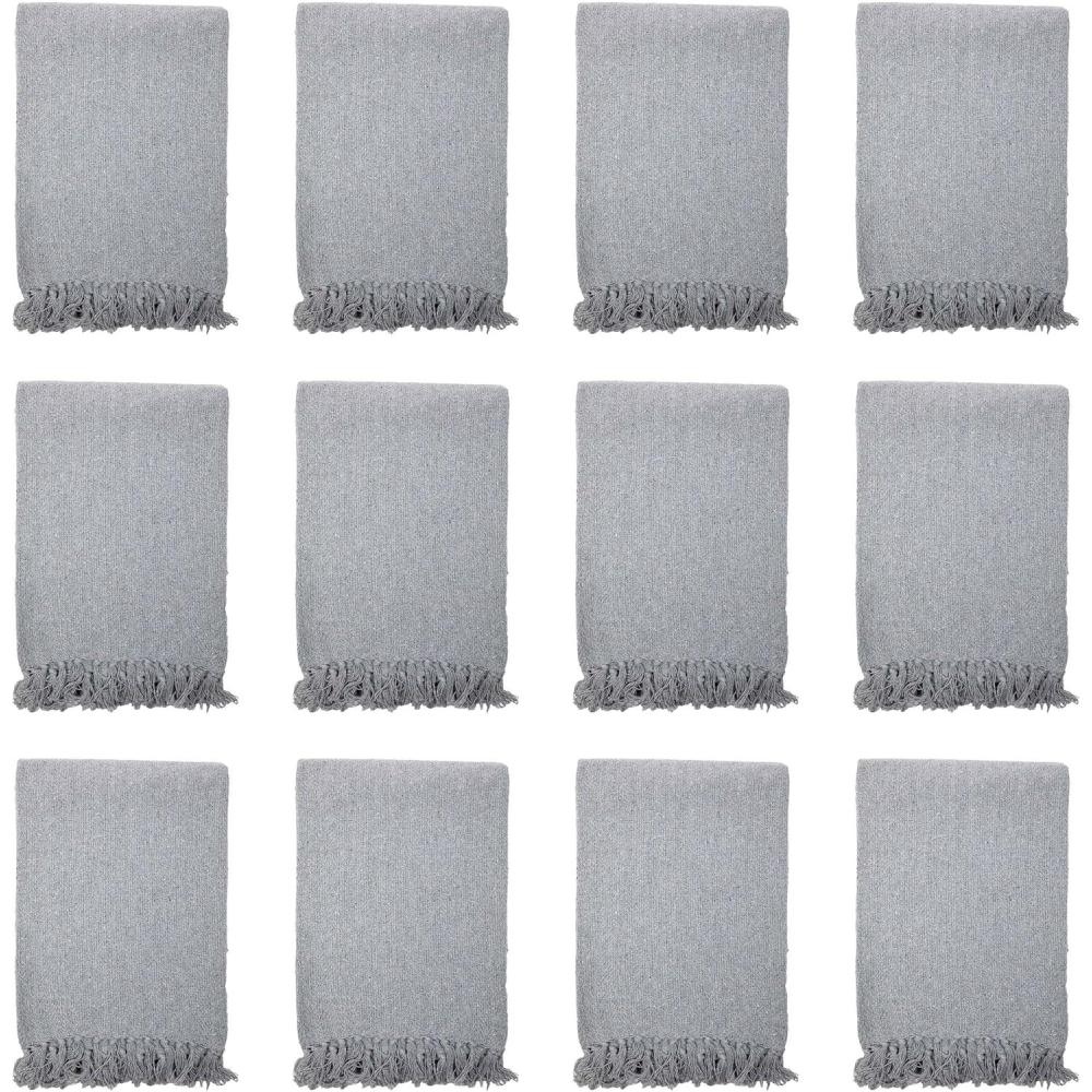 image:imageArkwright Common Ground Bulk Blankets Pack of 12 Reversible 100 Cotton All Season Lightweight Couch Bed Throws for Wedding Guests Travel and Outdoor Events 50 x 70 in WhiteSolid Grey