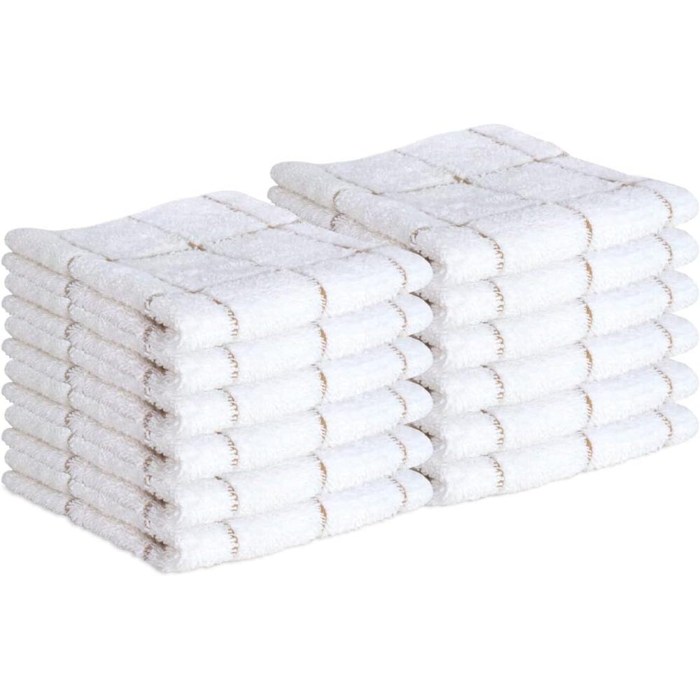 image:imageArkwright Kitchen Tea Towels  Bulk Case of 144 Soft 100 Cotton Terry Dishcloths Highly Absorbent amp Quick Dry Hand Washcloths for Washing Drying and Cleaning 15 x 25 in BlueTan