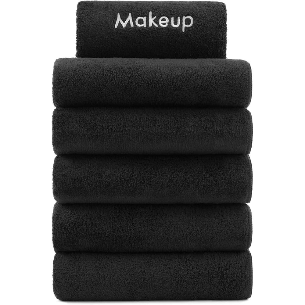 image:imageArkwright Makeup Remover Cloths Bulk  Microfiber Coral Fleece Face Towels Ultra Soft Reusable Washcloths Gentle Facial Cleansing for Waterproof Makeup 13 x 13 Black Case of 108Black