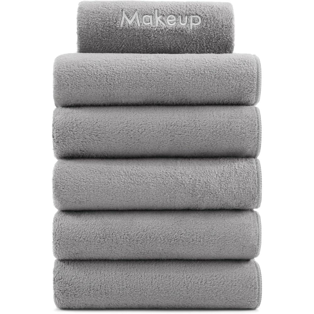 image:imageArkwright Makeup Remover Cloths Bulk Microfiber Coral Fleece Face Towels Ultra Soft Reusable Washcloths Gentle Facial Cleansing for Waterproof Makeup 13 x 13 Black Case of 108Grey