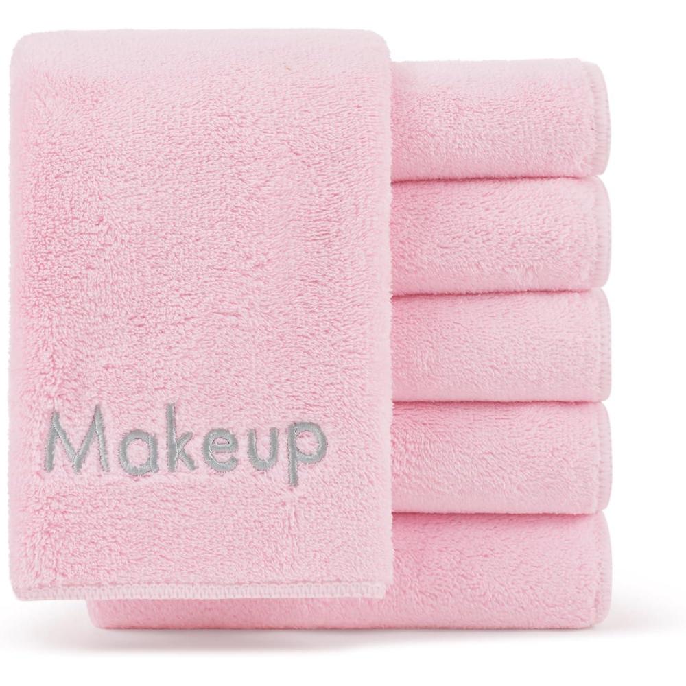 image:imageArkwright Makeup Remover Fingertip Towels Bulk Microfiber Coral Fleece Face Towels Ultra Soft Reusable Washcloths Gentle Facial Cleansing for Waterproof Makeup 11 x 17 Pink Case of 7272