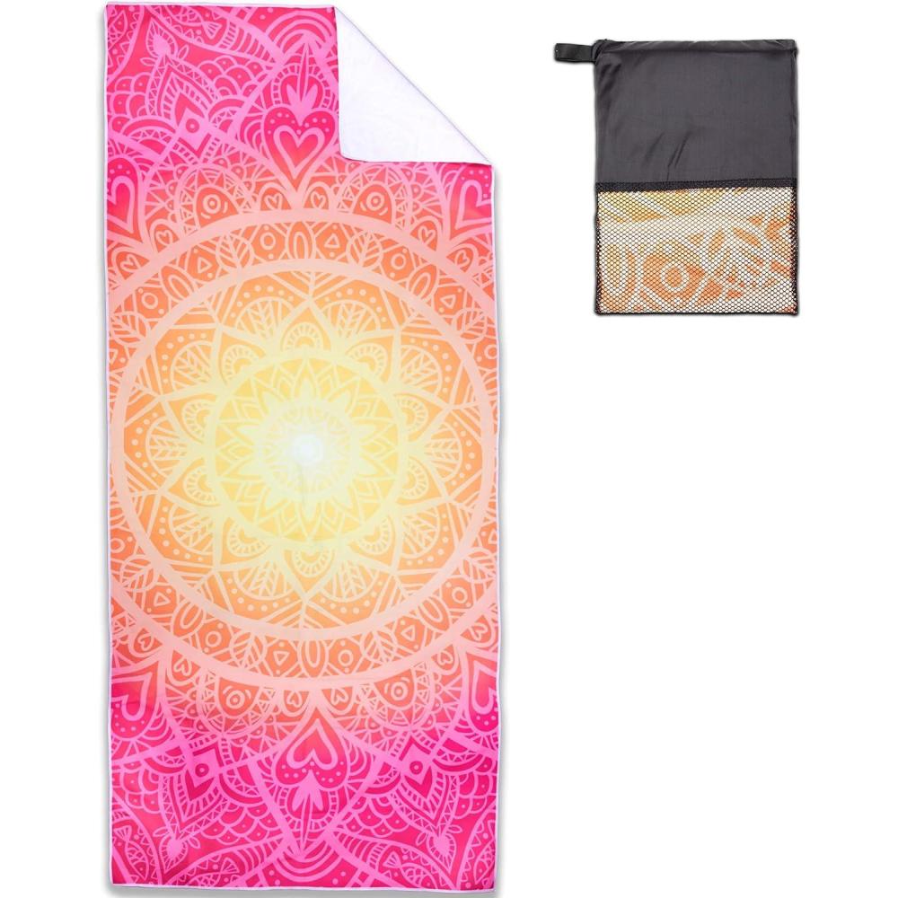 image:imageArkwright Mandala Microfiber Beach Towels Lightweight and Quick Dry Oversized Pool Towel Perfect for Hotel Spa Hot Tub Bath and Resort 30 x 70 in OrangePink