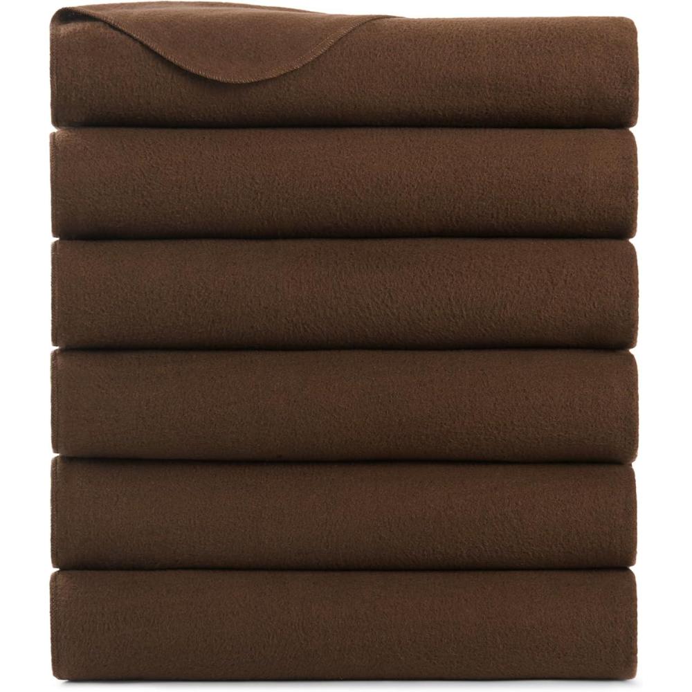 image:imageArkwright Polar Fleece Throw Blankets Bulk  Case of 24  Ultra Soft Cozy Blanket for Car Camping Couch Office Outdoor Home and Bed 50 x 60 in Assorted ColorsBrown