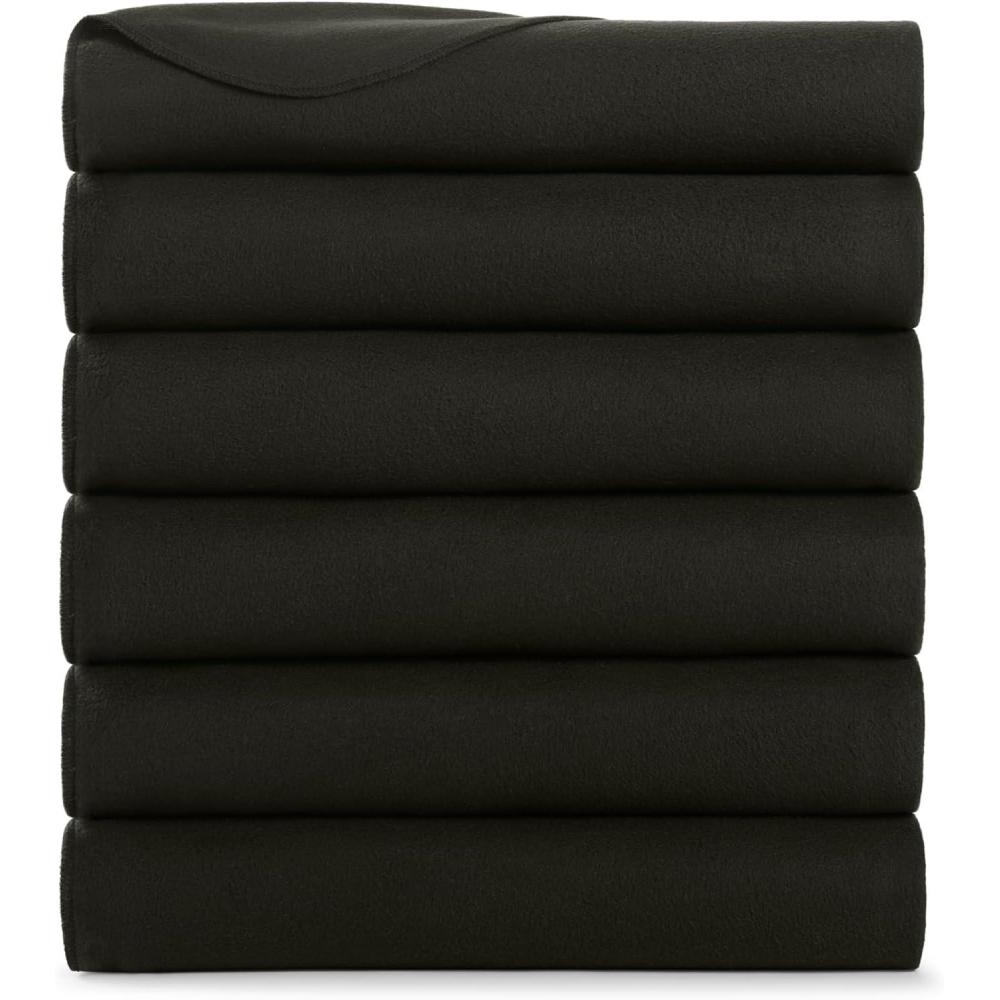 image:imageArkwright Polar Fleece Throw Blankets Bulk  Case of 24  Ultra Soft Cozy Blanket for Car Camping Couch Office Outdoor Home and Bed 50 x 60 in Assorted ColorsBlack