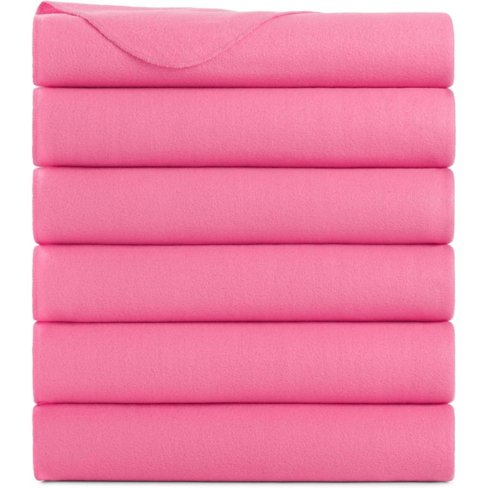 image:imageArkwright Polar Fleece Throw Blankets Bulk Case of 24 Ultra Soft Cozy Blanket for Car Camping Couch Office Outdoor Home and Bed 50 x 60 in Assorted ColorsPink