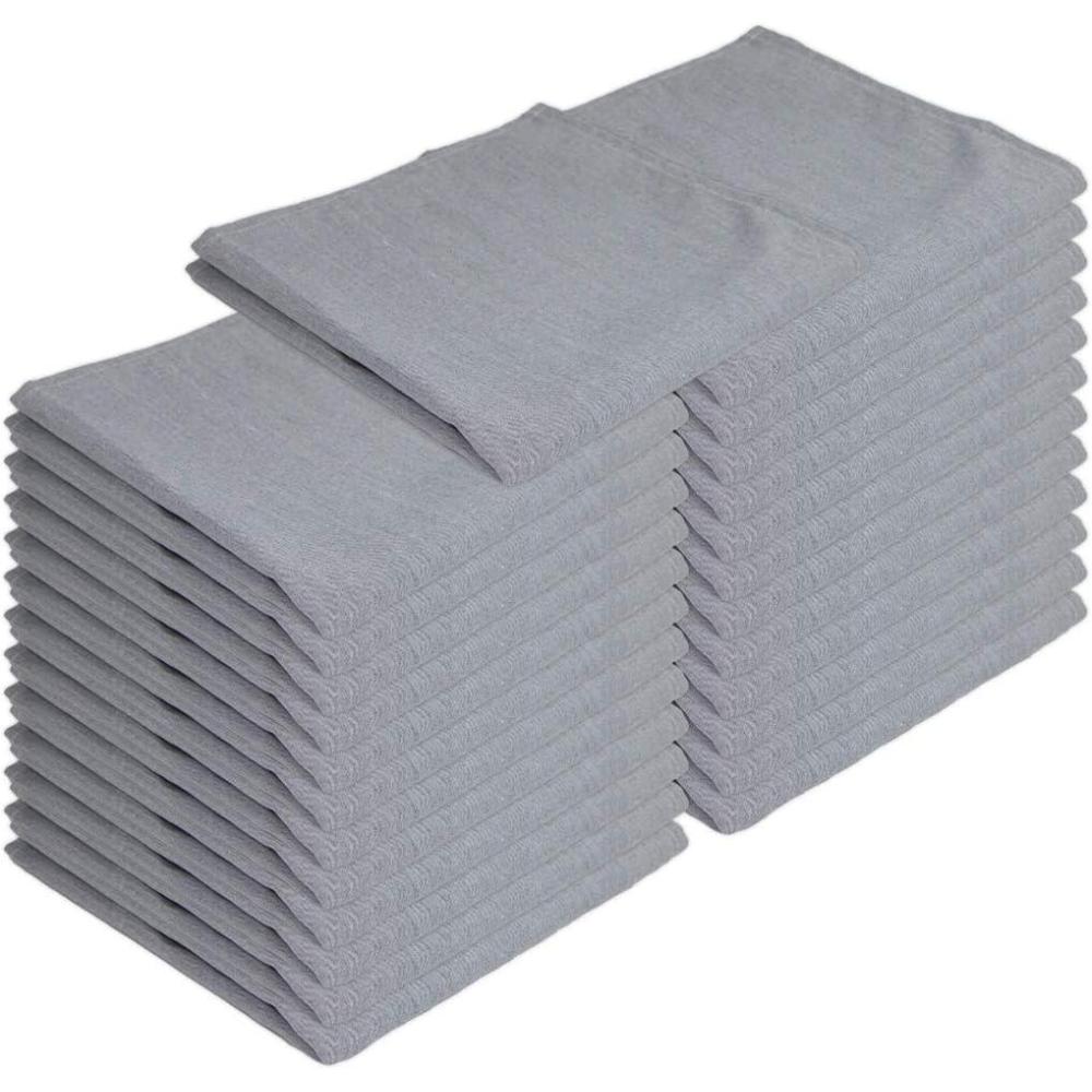 image:imageArkwright Restaurant Cloth Napkins Case of 300 Spun Polyester Bulk Dinner Napkin with Hemmed Edges Ideal for Dinner Wedding Party Banquet Kitchen 20 x 20 in NavyChambray Grey