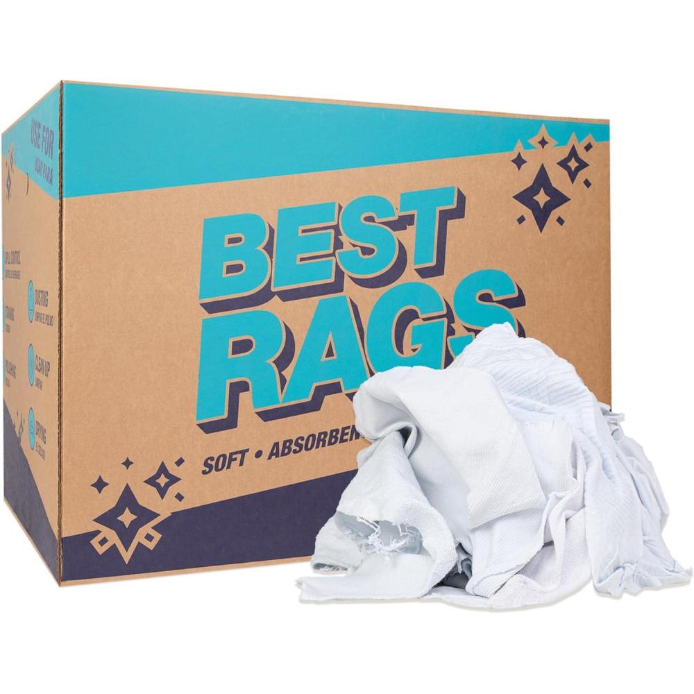 image:imageArkwright TShirt Rags Bulk 50 lb Box Cotton Cleaning Towels Low Lint Knit Wiping Cloths for Paint Stain Grease Shop and Auto Use Absorbent Machine Washable White50 lb Box