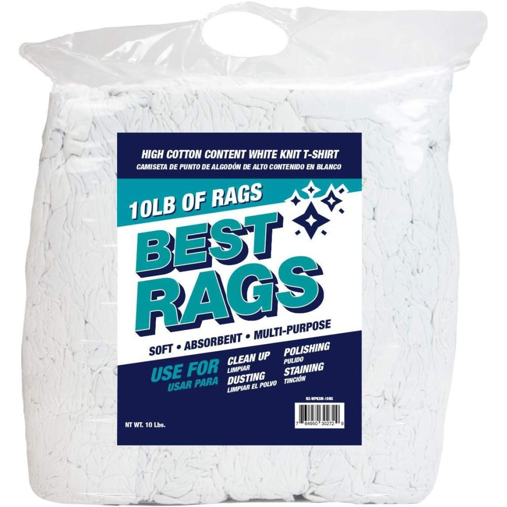 image:imageArkwright TShirt Rags Bulk 50 lb Box Cotton Cleaning Towels Low Lint Knit Wiping Cloths for Paint Stain Grease Shop and Auto Use Absorbent Machine Washable White10 lb Bag