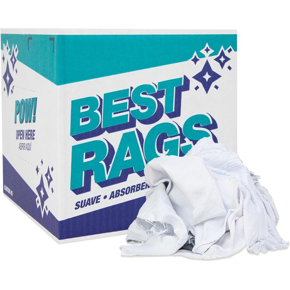 image:imageArkwright TShirt Rags Bulk 50 lb Box Cotton Cleaning Towels Low Lint Knit Wiping Cloths for Paint Stain Grease Shop and Auto Use Absorbent Machine Washable White5 lb Box