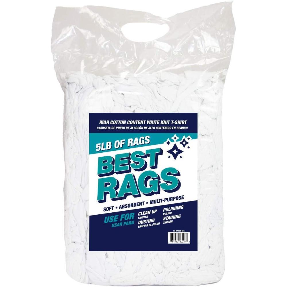 image:imageArkwright TShirt Rags Bulk 50 lb Box Cotton Cleaning Towels Low Lint Knit Wiping Cloths for Paint Stain Grease Shop and Auto Use Absorbent Machine Washable White5 lb Bag