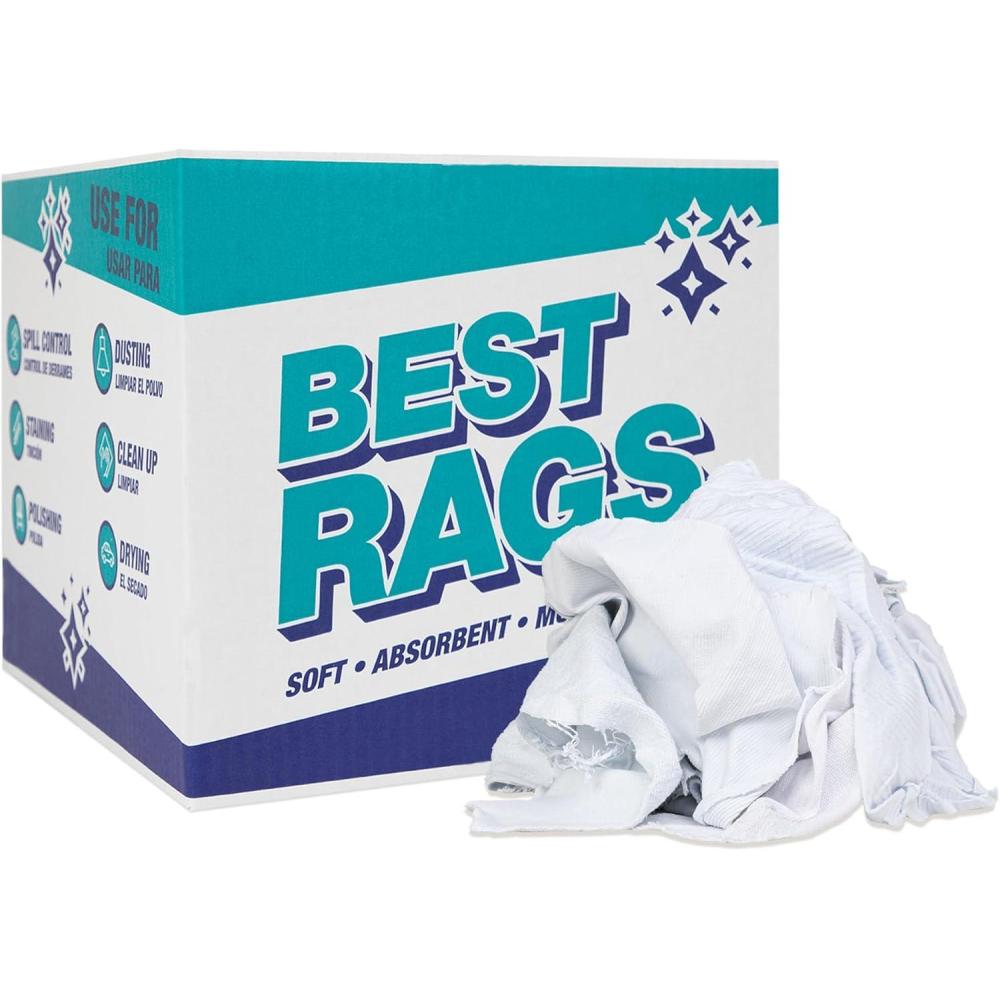 image:imageArkwright TShirt Rags Bulk 50 lb Box Cotton Cleaning Towels Low Lint Knit Wiping Cloths for Paint Stain Grease Shop and Auto Use Absorbent Machine Washable White10 lb Box