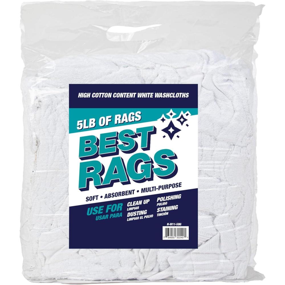 image:imageArkwright W11 Terry Cloth Towels for Cleaning  Soft Cotton Blend Washable MultiPurpose Bar Mop Absorbent amp Quick Dry Bulk Box of Rags for Kitchen Auto Shop and Garage 25 lb White5 Pound Pack of 1