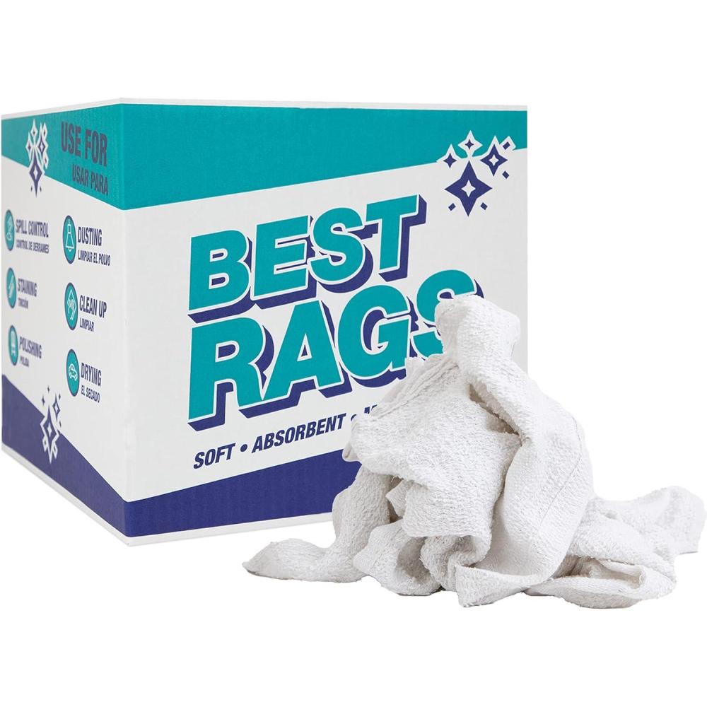 image:imageArkwright W11 Terry Cloth Towels for Cleaning  Soft Cotton Blend Washable MultiPurpose Bar Mop Absorbent amp Quick Dry Bulk Box of Rags for Kitchen Auto Shop and Garage 25 lb White10 lbs Box
