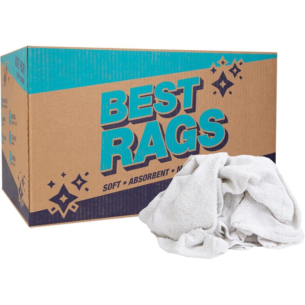 image:imageArkwright W11 Terry Cloth Towels for Cleaning  Soft Cotton Blend Washable MultiPurpose Bar Mop Absorbent amp Quick Dry Bulk Box of Rags for Kitchen Auto Shop and Garage 25 lb White25 lbs Box