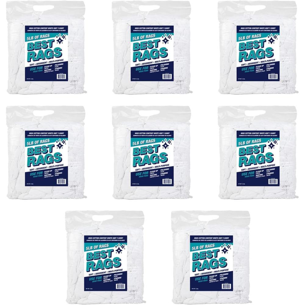 image:imageArkwright W43 Cotton Tshirt Rags  5 lb Bag  Pack of 8 Soft Lint Free Cloths for Cleaning Streak amp ScratchFree Professional Grade Bulk Wiping Towels for Polishing Painting and Staining White5 lb Bag Case of 8