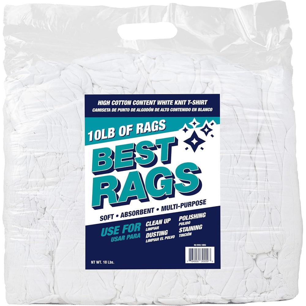 image:imageArkwright W43 Cotton Tshirt Rags  5 lb Bag  Pack of 8 Soft Lint Free Cloths for Cleaning Streak amp ScratchFree Professional Grade Bulk Wiping Towels for Polishing Painting and Staining White10 lb Bag