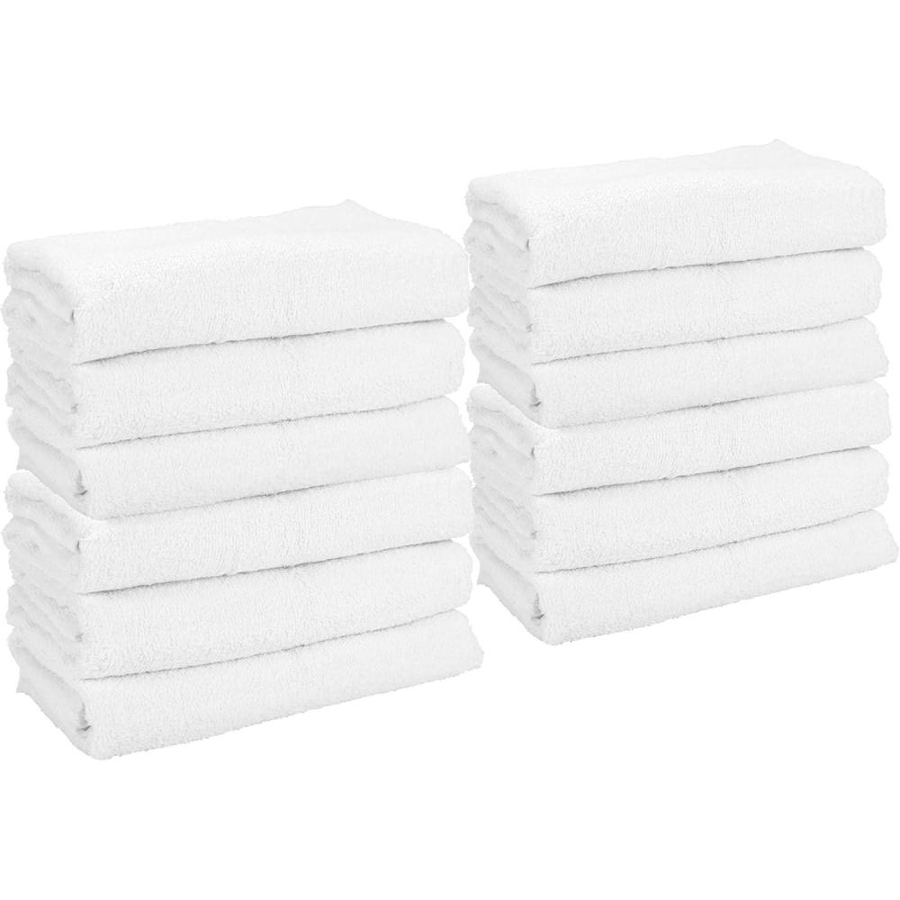 image:imageArkwright White Hand Gym Towels Pack of 12 Bulk 100 Cotton Soft Quick Dry Sweat Absorbent Hotel Quality Towels for Workout Bathroom Spa Pool 16 x 27 in GreyWhite