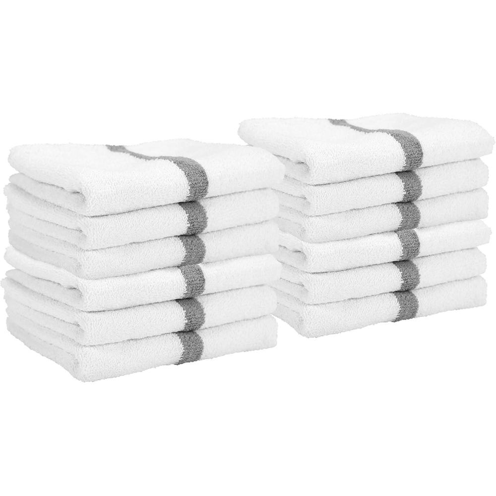 image:imageArkwright White Hand Gym Towels  Pack of 12  Bulk 100 Cotton Soft Quick Dry Sweat Absorbent Hotel Quality Towels for Workout Bathroom Spa Pool 16 x 27 in GreyGrey
