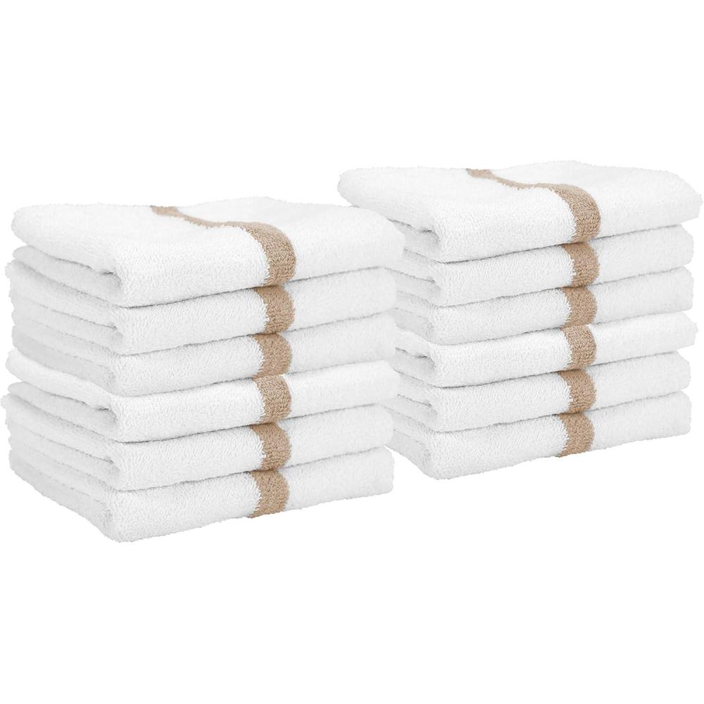 image:imageArkwright White Hand Gym Towels Pack of 12 Bulk 100 Cotton Soft Quick Dry Sweat Absorbent Hotel Quality Towels for Workout Bathroom Spa Pool 16 x 27 in GreyBeige