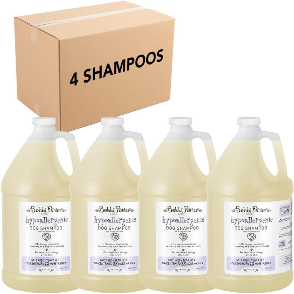 image:imageBobbi Panter Hypoallergenic Dog Shampoo Honey Aloe Vera Chamomile amp Rosemary Dye amp Fragrance Free Natural Formula for Sensitive amp Allergy Skin TearFree 301 Concentrate 1 Gallon Case of 4Unscented