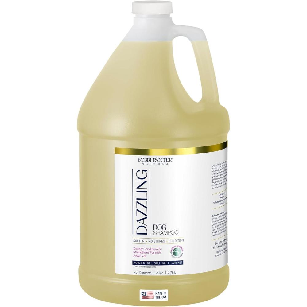 image:imageBobbi Panter Moisture amp Shine Dog Shampoo Argan Oil Chamomile amp Peppermint  Deep Nourishing Natural Formula for Soft Shiny Coat TearFree 201 Concentrate 1 Gallon Case of 4Pear