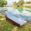 Arkwright Cabo Chaise Lounge Cover Towel with Pocket – Pack of 2 – Striped 100% Cotton Cabana Cover for Beach Pool Outdoor Chairs, 30 x 85 in, Tropical Breeze/Skydive Blue(Cornflower Blue/Grey)