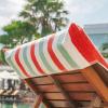 Arkwright Cabo Chaise Lounge Cover Towel with Pocket – Pack of 2 – Striped 100% Cotton Cabana Cover for Beach Pool Outdoor Chairs, 30 x 85 in, Tropical Breeze/Skydive Blue(Crabapple/Pool Blue)