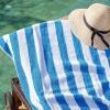 Arkwright California Cabana Stripe Beach Towel – Pack of 4, Large Soft Quick Dry 100% Cotton Terry Towels Set for Pool, Swim, and Hot Tub, Oversized 30 x 70 in, Grey(Blue)