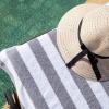 Arkwright California Cabana Stripe Beach Towel – Pack of 4, Large Soft Quick Dry 100% Cotton Terry Towels Set for Pool, Swim, and Hot Tub, Oversized 30 x 70 in, Grey(Grey)