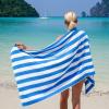 Arkwright California Cabana Stripe Beach Towel – Pack of 4, Large Soft Quick Dry 100% Cotton Terry Towels Set for Pool, Swim, and Hot Tub, Oversized 30 x 70 in, Grey(Blue)