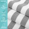 Arkwright California Cabana Stripe Beach Towel – Pack of 4, Large Soft Quick Dry 100% Cotton Terry Towels Set for Pool, Swim, and Hot Tub, Oversized 30 x 70 in, Grey(Grey)