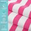 Arkwright California Cabana Stripe Beach Towel – Pack of 4, Large Soft Quick Dry 100% Cotton Terry Towels Set for Pool, Swim, and Hot Tub, Oversized 30 x 70 in, Grey(Pink)