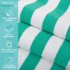 Arkwright California Cabana Stripe Beach Towel – Pack of 4, Large Soft Quick Dry 100% Cotton Terry Towels Set for Pool, Swim, and Hot Tub, Oversized 30 x 70 in, Grey(Green)