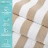 Arkwright California Cabana Stripe Beach Towel – Pack of 4, Large Soft Quick Dry 100% Cotton Terry Towels Set for Pool, Swim, and Hot Tub, Oversized 30 x 70 in, Grey(Beige)