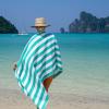 Arkwright California Cabana Stripe Beach Towel – Pack of 4, Large Soft Quick Dry 100% Cotton Terry Towels Set for Pool, Swim, and Hot Tub, Oversized 30 x 70 in, Grey(Green)