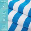 Arkwright California Cabana Stripe Beach Towel – Pack of 4, Large Soft Quick Dry 100% Cotton Terry Towels Set for Pool, Swim, and Hot Tub, Oversized 30 x 70 in, Grey(Blue)