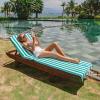 Arkwright California Chaise Lounge Cover Towel with Pocket – Pack of 2 – Striped 100% Cotton Cabana Cover for Beach Pool Outdoor Chairs, 30 x 85 in, Grey(Green)
