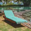 Arkwright California Chaise Lounge Cover Towel with Pocket – Pack of 2 – Striped 100% Cotton Cabana Cover for Beach Pool Outdoor Chairs, 30 x 85 in, Grey(Green)