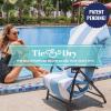 Arkwright Tie-and-Dry Beach Towel, 2-Pack, Clip-Free Pool Chair Cover with Rope Ties Holder for Outdoor Patio Chaise Lounge, 420GSM Cabana Stripe, Oversized 30 x 70 in, Dazzling Blue(Dazzling Blue)