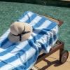 Aston & Arden Striped Beach Towel – Oversized 35 x 70 Soft Plush Thick Cotton, 600 GMS Heavy & Luxury for Pool Chairs, Resort, and Hot Tub, Gray/Navy(Blue/Green)