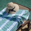 Aston & Arden Striped Beach Towel – Oversized 35 x 70 Soft Plush Thick Cotton, 600 GMS Heavy & Luxury for Pool Chairs, Resort, and Hot Tub, Gray/Navy(Green/Blue)