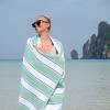 Aston & Arden Striped Beach Towel – Oversized 35 x 70 Soft Plush Thick Cotton, 600 GMS Heavy & Luxury for Pool Chairs, Resort, and Hot Tub, Gray/Navy(Green/Blue)