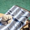 Aston & Arden Striped Beach Towel – Oversized 35 x 70 Soft Plush Thick Cotton, 600 GMS Heavy & Luxury for Pool Chairs, Resort, and Hot Tub, Gray/Navy(Grey/Navy)