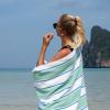 Aston & Arden Striped Beach Towel – Oversized 35 x 70 Soft Plush Thick Cotton, 600 GMS Heavy & Luxury for Pool Chairs, Resort, and Hot Tub, Gray/Navy(Green/Blue)